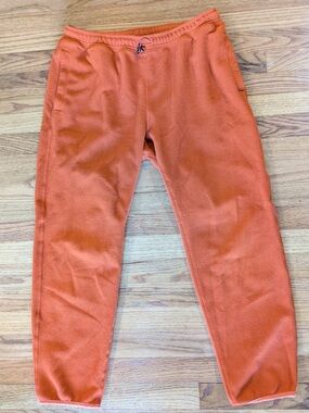 REI Men’s Orange Fleece Jogger Pants - Cozy Pull-On Bottoms - L Short